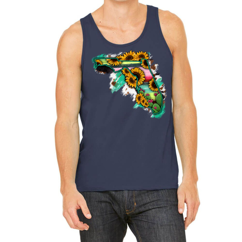 Florida Map With Sunflower And Serape Cactus Tank Top | Artistshot