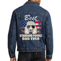 Poodle Lover Dog Best Standard Poodle Dad Ever American Flag Vintage 1 Men Denim Jacket | Artistshot