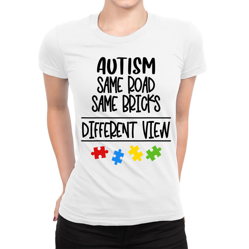 Autism Same Road & Bricks Different View Mom Dad Son Gift T Shirt Ladies Fitted T-Shirt by ryan2204 | Artistshot