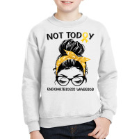 Womens Endometriosis Warrior Messy Bun Yellow Ribbon Endo Awareness T Youth Sweatshirt | Artistshot