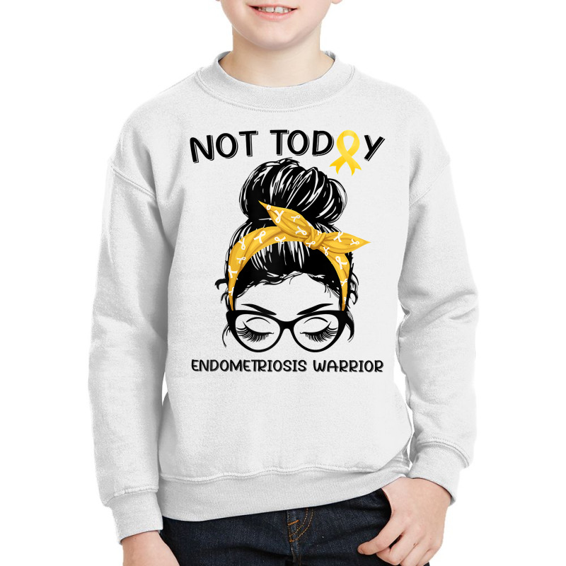 Womens Endometriosis Warrior Messy Bun Yellow Ribbon Endo Awareness T Youth Sweatshirt | Artistshot