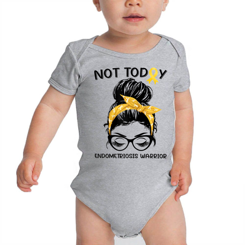 Womens Endometriosis Warrior Messy Bun Yellow Ribbon Endo Awareness T Baby Bodysuit | Artistshot