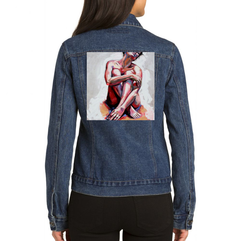 Fire, Hands, Paranoia, Relationship, Angel, Wing, Wings, Winged, Deter Ladies Denim Jacket by fadoddago | Artistshot