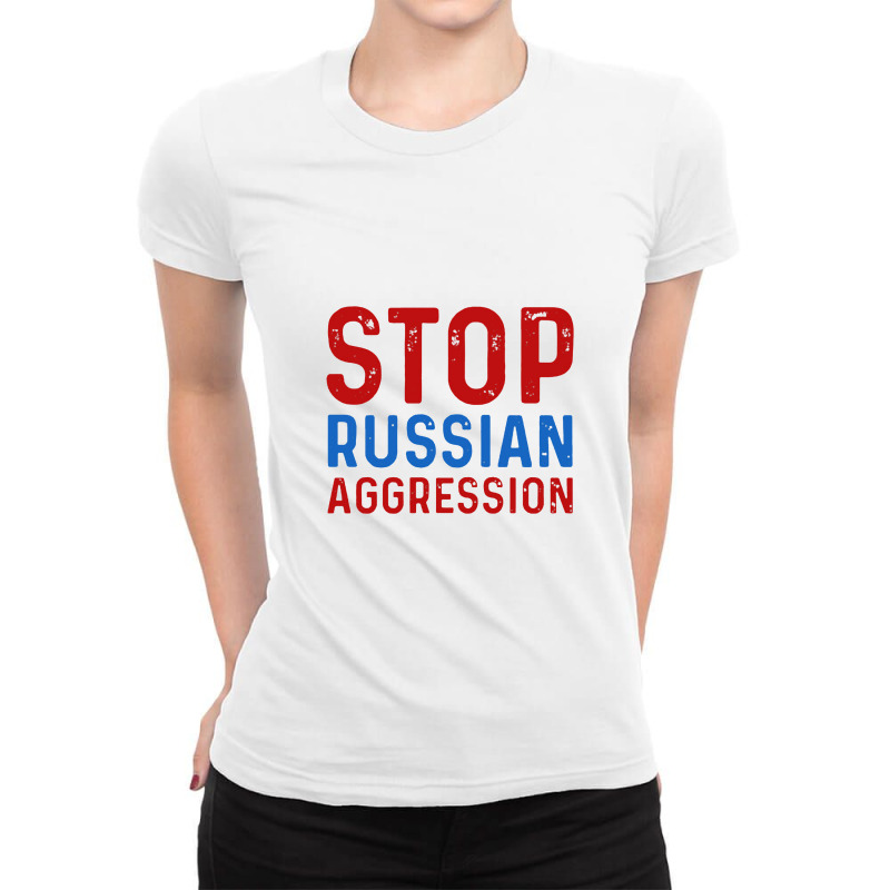 Stop Russian Aggression Ladies Fitted T-Shirt by betakono | Artistshot