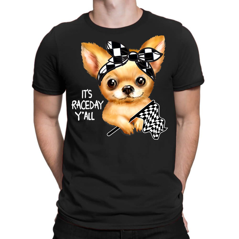 Chihuahua Dog Dirt Track Racing Checkered Race Flag Chihuahua Puppy 50 T-Shirt by circularflap | Artistshot