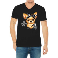 Chihuahua Dog Dirt Track Racing Checkered Race Flag Chihuahua Puppy 50 V-neck Tee | Artistshot