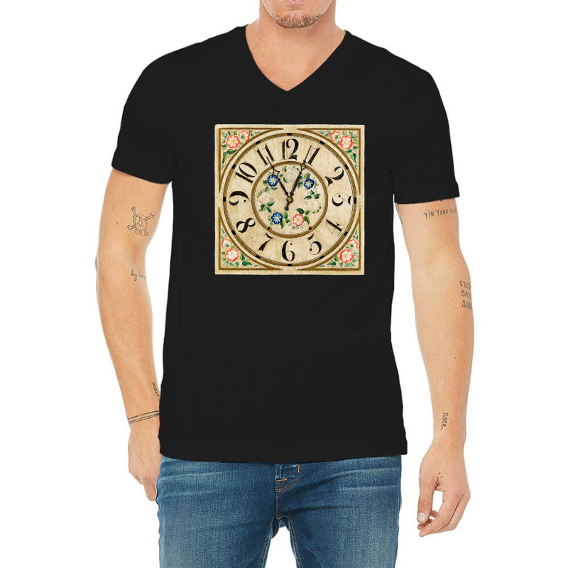 Vintage Clock Illustration V-Neck Tee by Rich.Collection | Artistshot