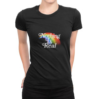 Nothing Is Real, 80s Nihilist Faded Rainbow Ladies Fitted T-shirt | Artistshot