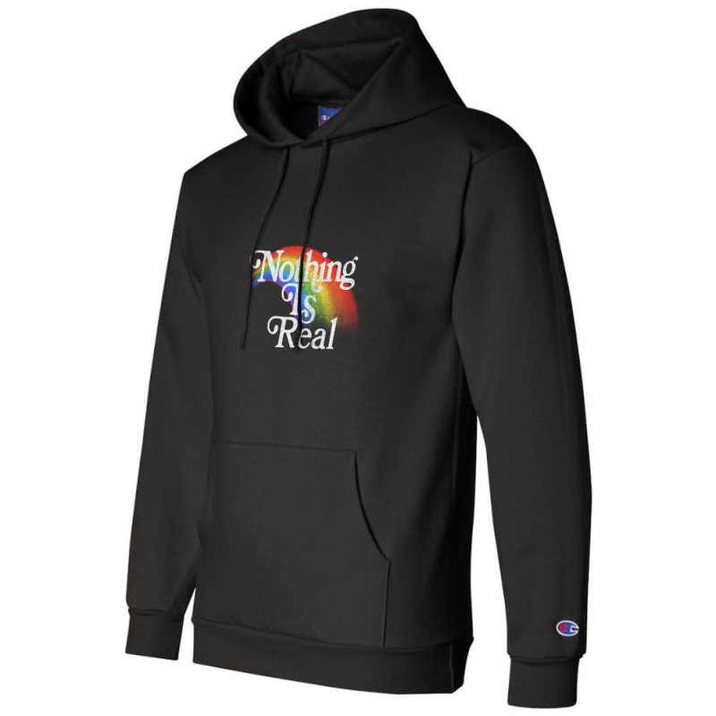 Nothing Is Real, 80s Nihilist Faded Rainbow Champion Hoodie by qulonuhun | Artistshot