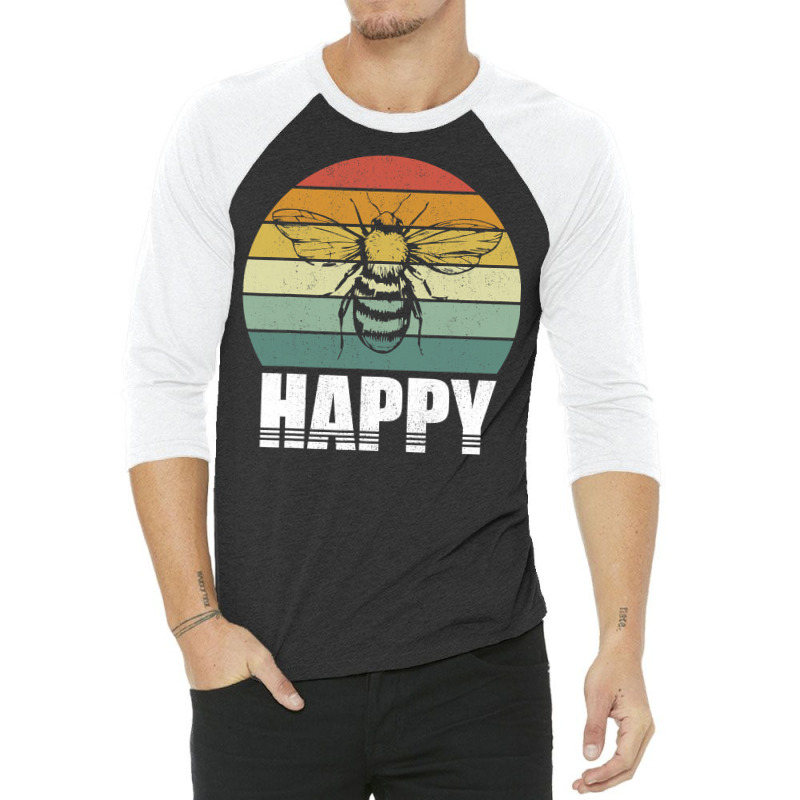 Bee Beekeeper Retro Bee Be Happy Funny Bee Inspirational Vintage 286 H 3/4 Sleeve Shirt | Artistshot