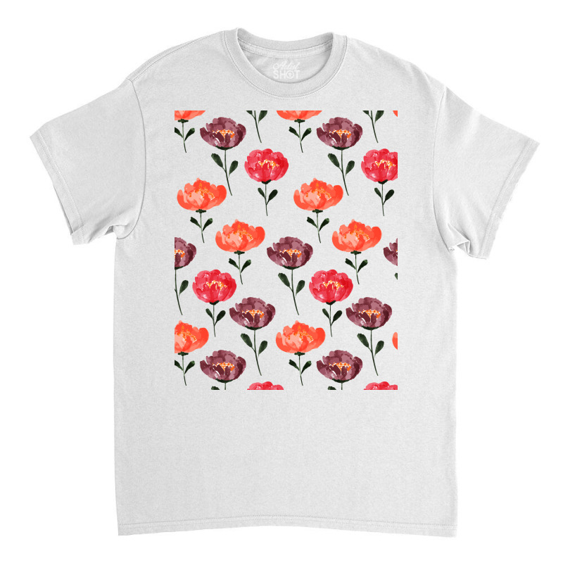 Cute Peony Watercolor Pattern Classic T-shirt | Artistshot