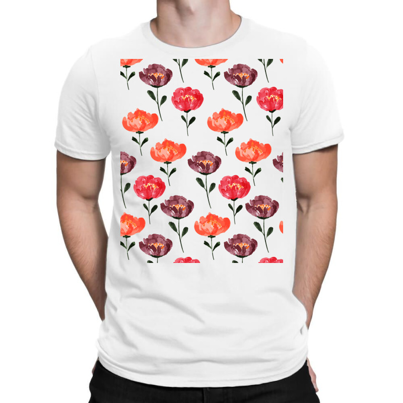 Cute Peony Watercolor Pattern T-shirt | Artistshot