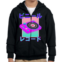 Vaporwave Record Player Retro 80s Japanese Otaku Art Youth Zipper Hoodie | Artistshot