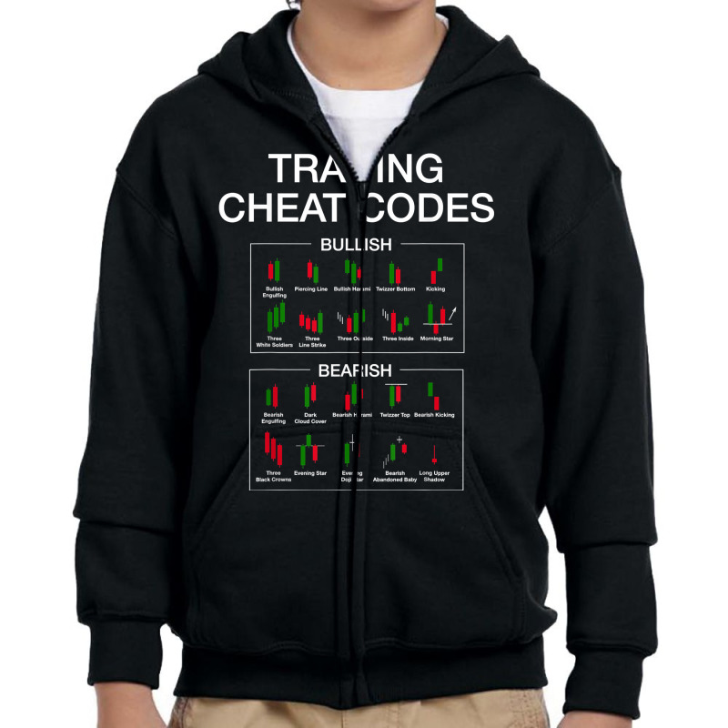 Trading Cheat Code Candlestick Pattern Funny Stock Trader T Shirt Youth Zipper Hoodie by jayannidifalco | Artistshot