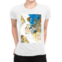 Abstract Watercolor Gold Textured Ladies Fitted T-shirt | Artistshot