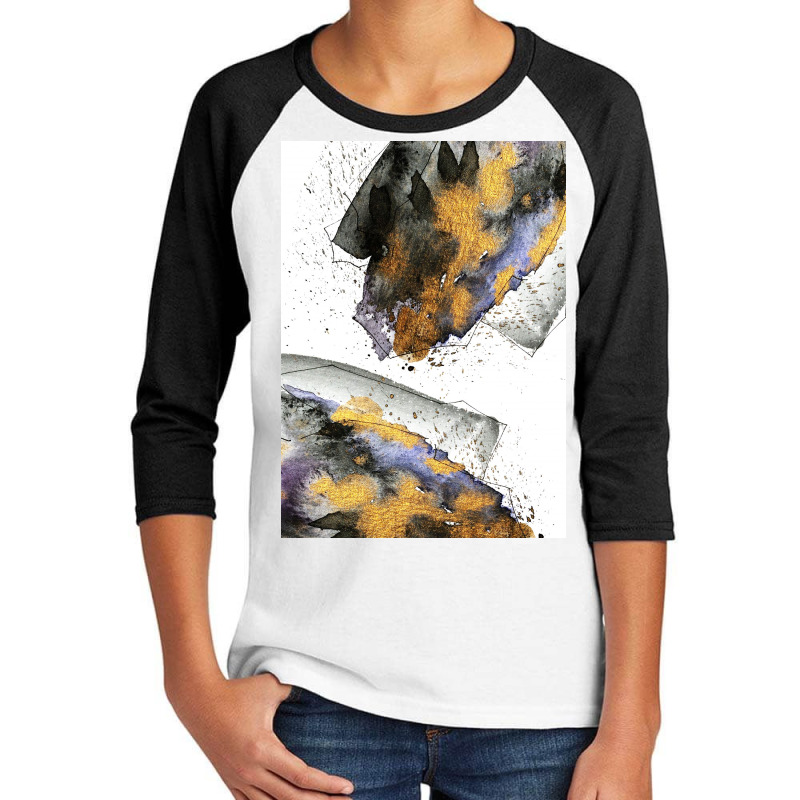 Gold Textured Earthy Watercolor Art Youth 3/4 Sleeve | Artistshot