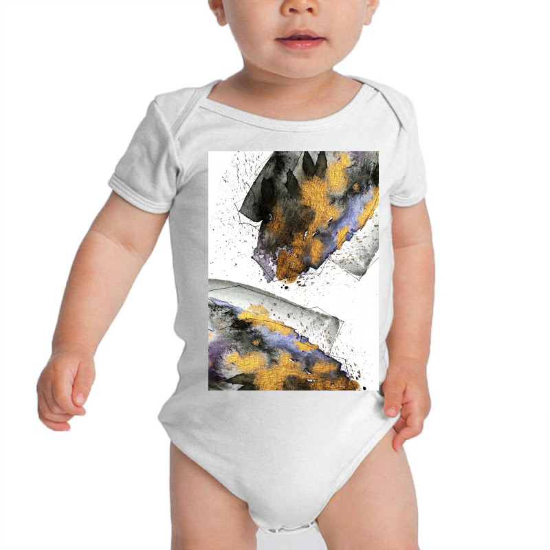 Gold Textured Earthy Watercolor Art Baby Bodysuit | Artistshot