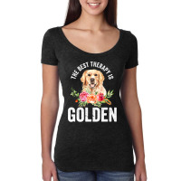 Golden Retriever Goldie Dog The Best Therapy Is Goldengolden Retriever Women's Triblend Scoop T-shirt | Artistshot