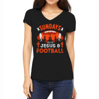 Football Sundays Are For Jesus And Cleveland Christian Women's V-neck T-shirt | Artistshot