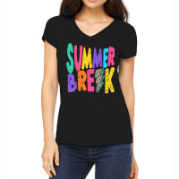 Summer Break Teacher Distressed Leopard Lightning Bolt T Shirt Women's V-neck T-shirt | Artistshot