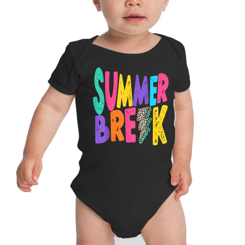 Summer Break Teacher Distressed Leopard Lightning Bolt T Shirt Baby Bodysuit by dequariusgoblirsch | Artistshot