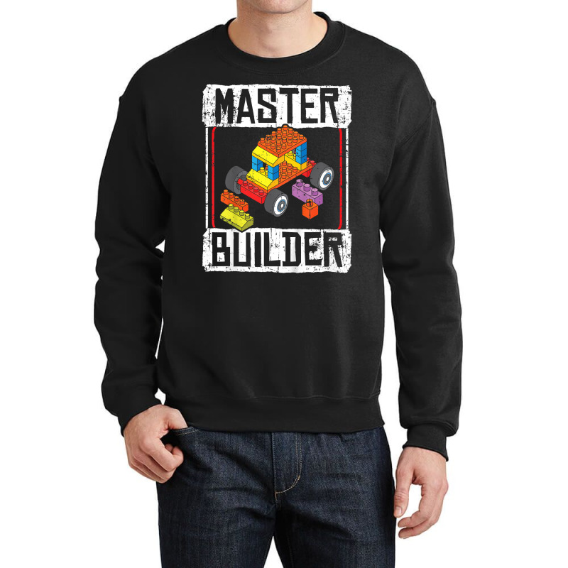 Kids Master Builder For A Builder Block Building Blocks Bricks T Shirt Crewneck Sweatshirt | Artistshot