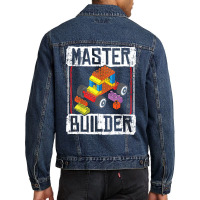 Kids Master Builder For A Builder Block Building Blocks Bricks T Shirt Men Denim Jacket | Artistshot