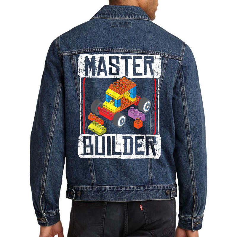 Kids Master Builder For A Builder Block Building Blocks Bricks T Shirt Men Denim Jacket | Artistshot