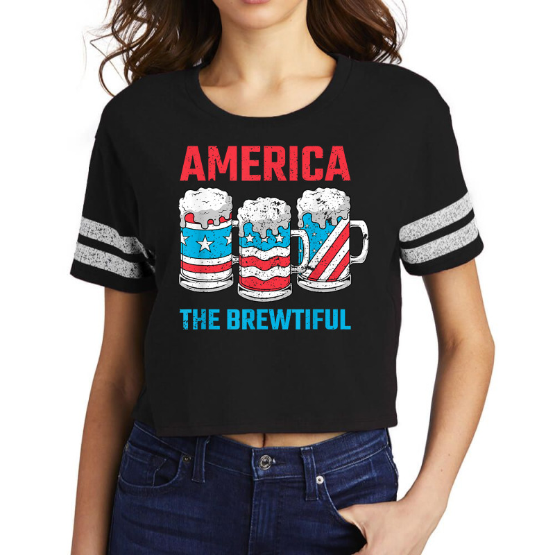 America The Brewtiful Funny July 4th Patriotic Bbq Cookout T Shirt Scorecard Crop Tee by renelonganecker | Artistshot