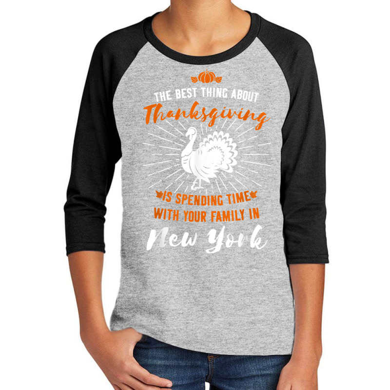 Thanksgiving New York Turkey Family Holiday Orange T Shirt Youth 3/4 Sleeve by hollymu | Artistshot