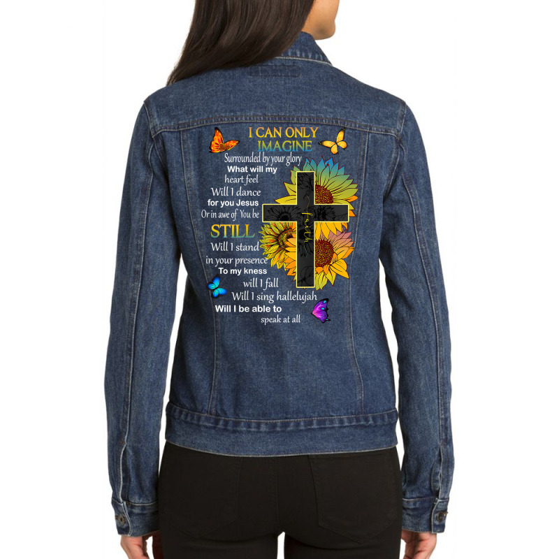 I Only Can Imagine Faith Christian Faith Jesus God On Back Ladies Denim Jacket by Hoangduong | Artistshot