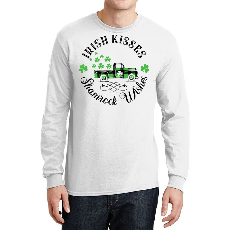 Irish Kisses Shamrock Wishes   St Patrick Day Long Sleeve Shirts | Artistshot