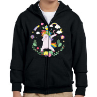 Rainbow Awesome Unicorn Youth Zipper Hoodie | Artistshot