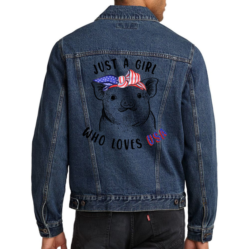 Just A Girl Who Loves Usa Men Denim Jacket by autlu2024 | Artistshot