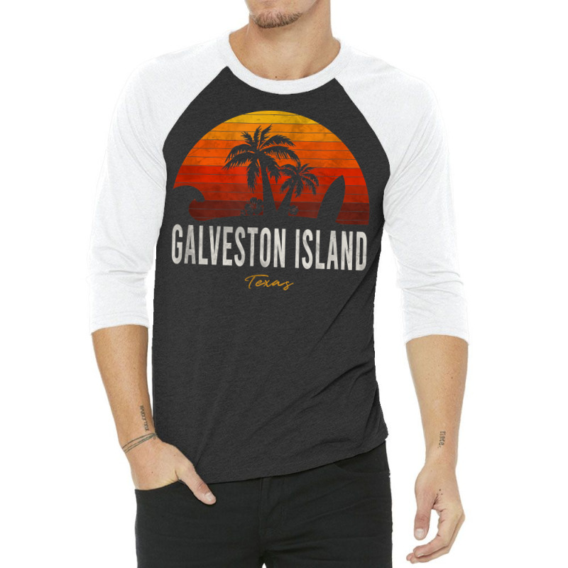 Galveston Island Tx Texas Beach Palms Vacation Surf Sundown T Shirt 3/4 Sleeve Shirt by kalellwhistlehunt | Artistshot