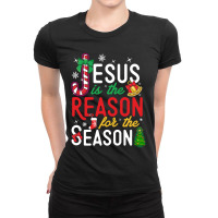 Jesus Is The Reason For Christmas Christian Xmas Stocking Ladies Fitted T-shirt | Artistshot