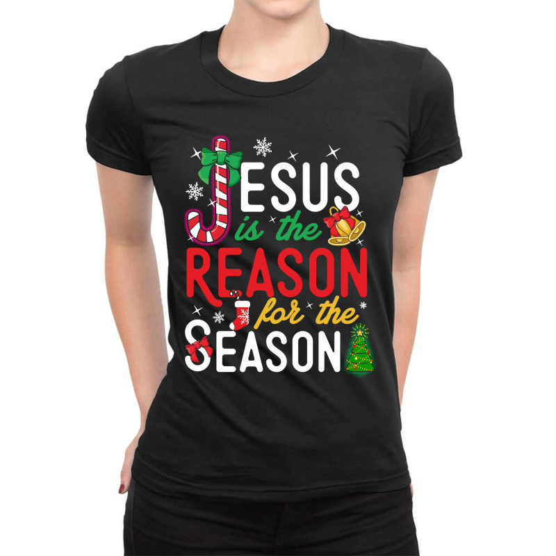 Jesus Is The Reason For Christmas Christian Xmas Stocking Ladies Fitted T-Shirt by Hoangduong | Artistshot