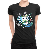 Axolotl Wrapped Up In Christmas Lights Funny Xmas 446 Ladies Fitted T-shirt | Artistshot