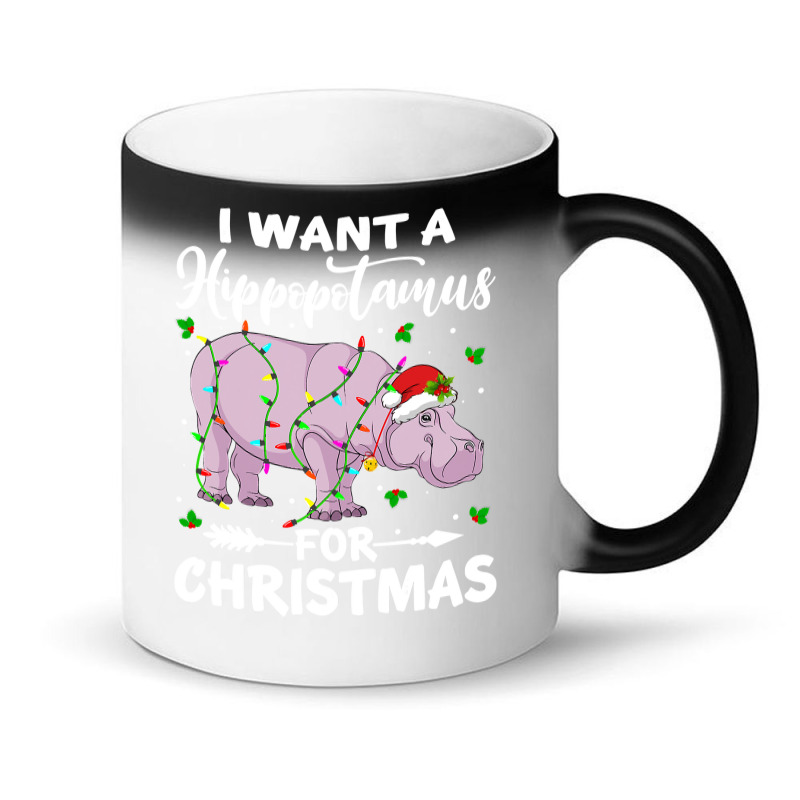 Hippopotamus I Want A Hippopotamus For Christmas Lights Hippo Xmas Paj Magic Mug | Artistshot