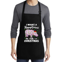 Hippopotamus I Want A Hippopotamus For Christmas Lights Hippo Xmas Paj Medium-length Apron | Artistshot