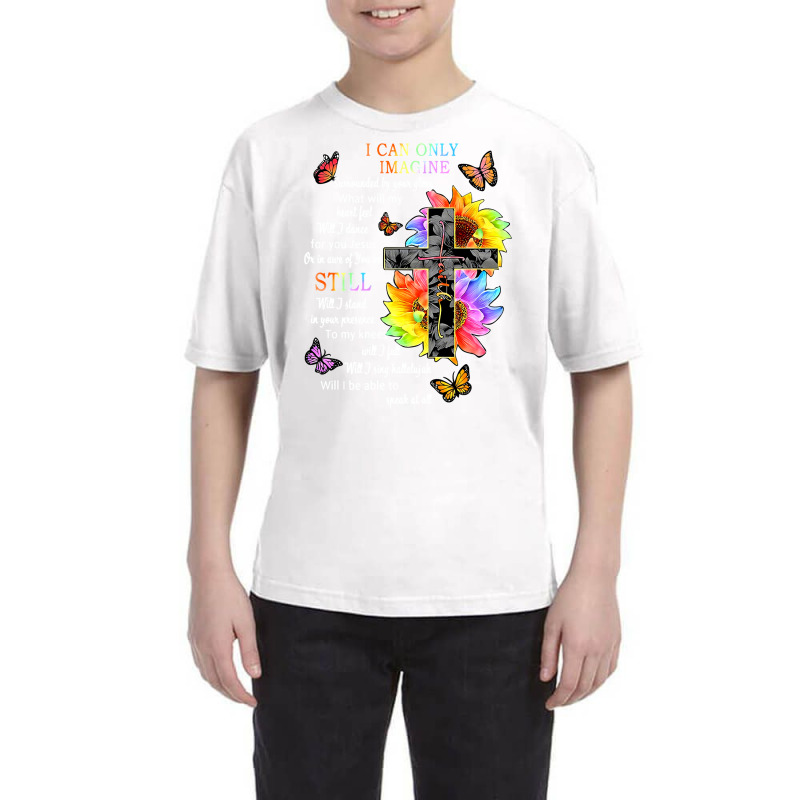 Sunflower Jesus Cross Butterfly I Can Imagine Christian Gift Youth Tee by Hoangduong | Artistshot