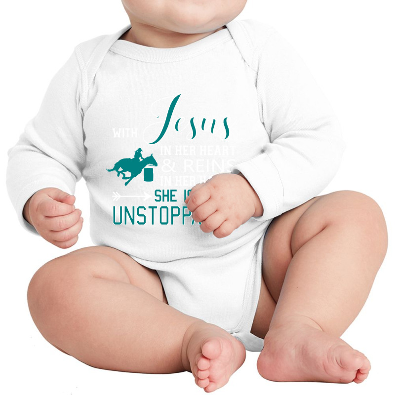 With Jesus In Her Heart   Reins In Her Hands, She Is Pullover Long Sleeve Baby Bodysuit | Artistshot