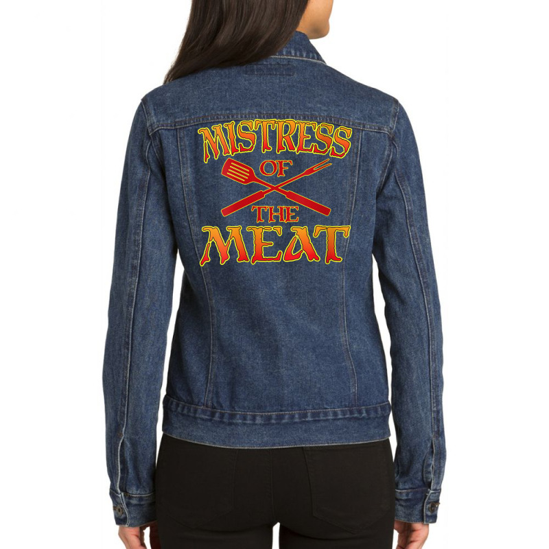 Womens Women's Funny Barbecue Outfit Seductive Grill Dominatrix V Neck Ladies Denim Jacket by renelonganecker | Artistshot