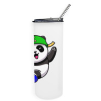 Cute Panda Cartoon Play Skateboard Skinny Tumbler | Artistshot