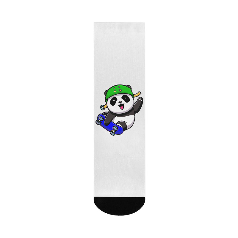 Cute Panda Cartoon Play Skateboard Crew Socks | Artistshot