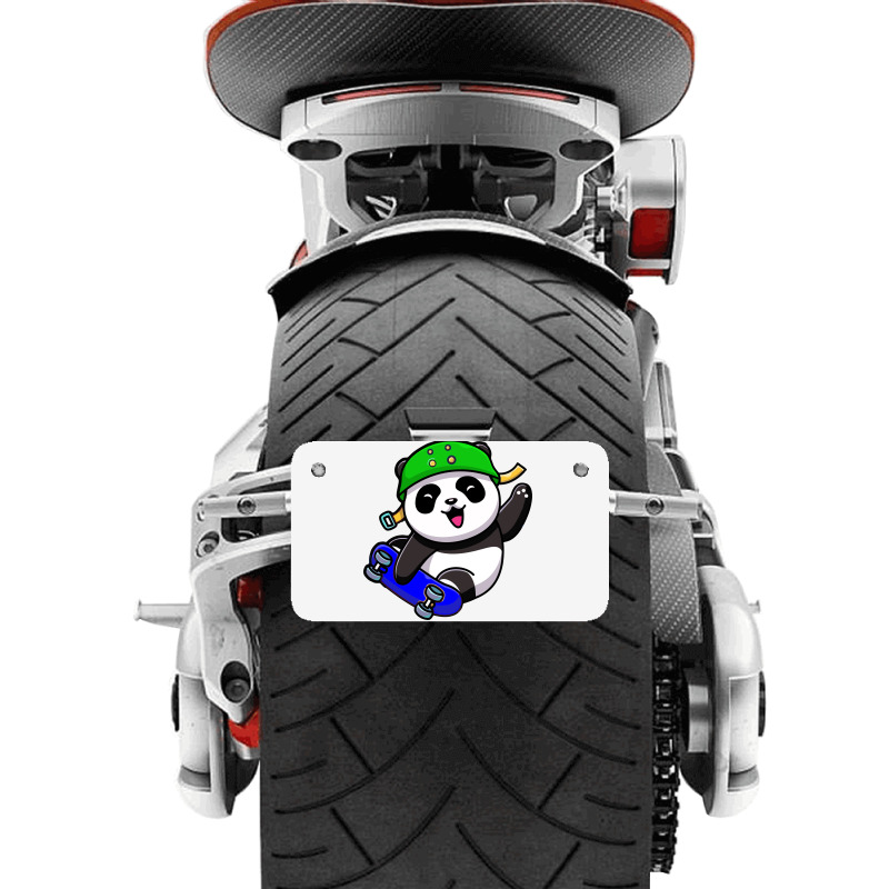 Cute Panda Cartoon Play Skateboard Motorcycle License Plate | Artistshot