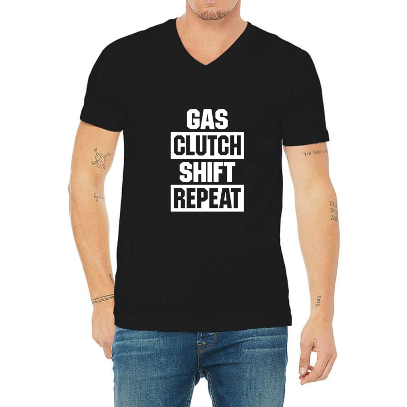 Gas Clutch Shift Repeat V-neck Tee | Artistshot