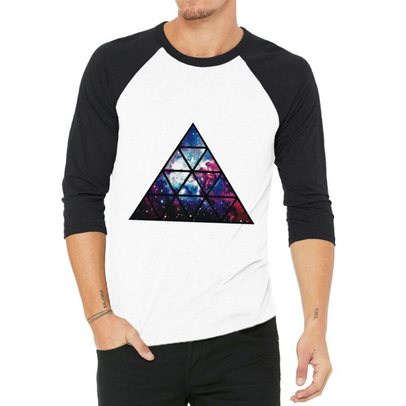 Galaxy Triangle Funny Banter Illuminati Stars Planets Bold Eye 3/4 Sleeve Shirt | Artistshot