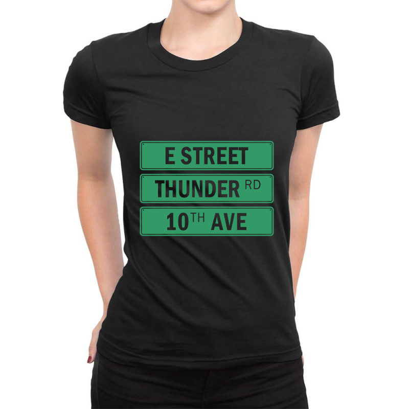 Springsteen E Street Thunder Ladies Fitted T-Shirt by mampubae | Artistshot