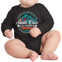 Retro Santa Cruz California Sandy Beaches Breaking Waves Pullover Hood Long Sleeve Baby Bodysuit | Artistshot